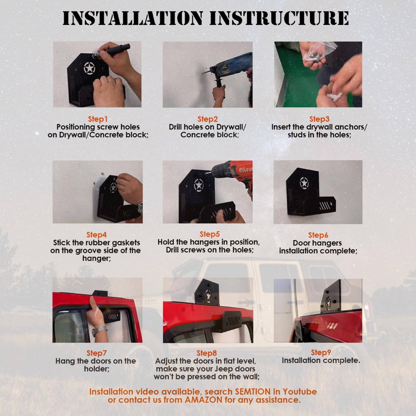 Jeep Door Hangers Door Storage for Jeep Wrangler JK JKU JL JLU TJ JT Gladiator