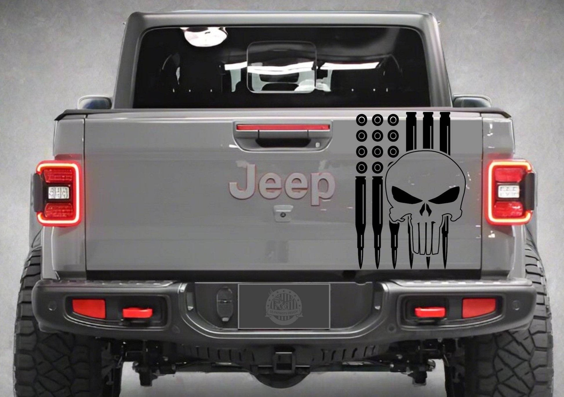 American Flag Bullets Punisher Decal for Jeep Gladiator's Tailgate