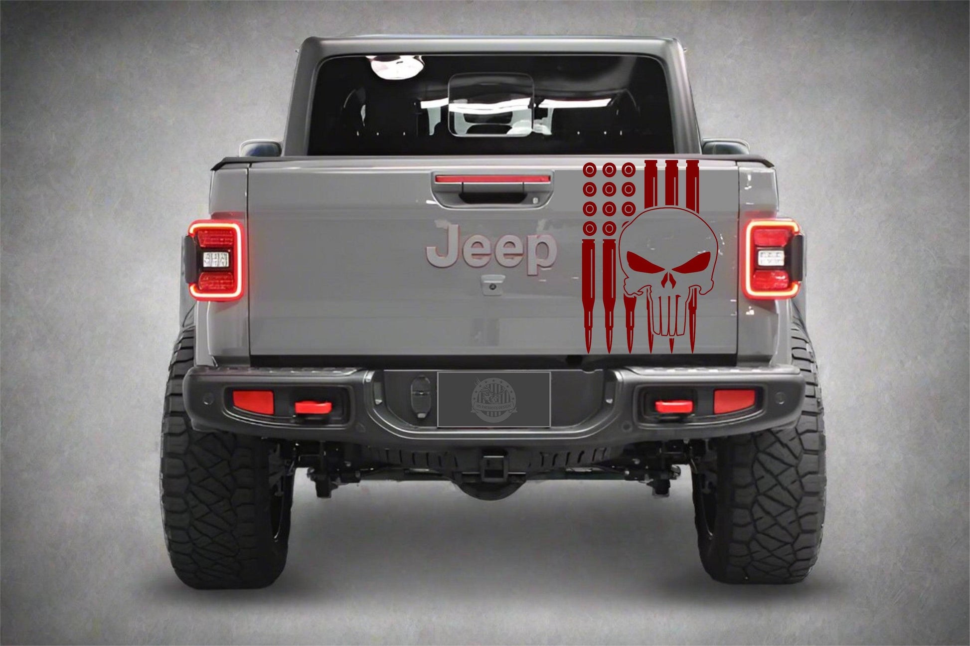 American Flag Bullets Punisher Decal for Jeep Gladiator's Tailgate