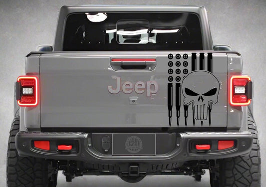 American Flag Bullets Punisher Decal for Jeep Gladiator's Tailgate