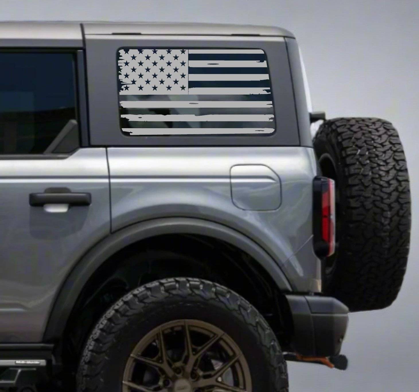 Distressed American Flag Decal for Ford Bronco 4-Door