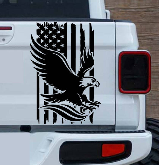 american flag american eagle car sticker fits jeep gladiator tailgate