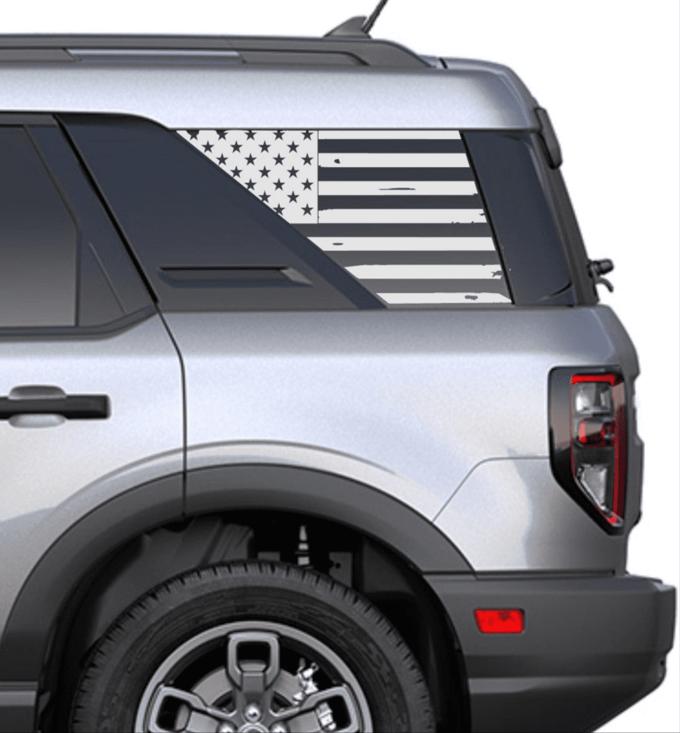 Set of Distressed American Flag Decals Stickers for  2021+ Ford Bronco Sport's Side Rear Quarter Windows