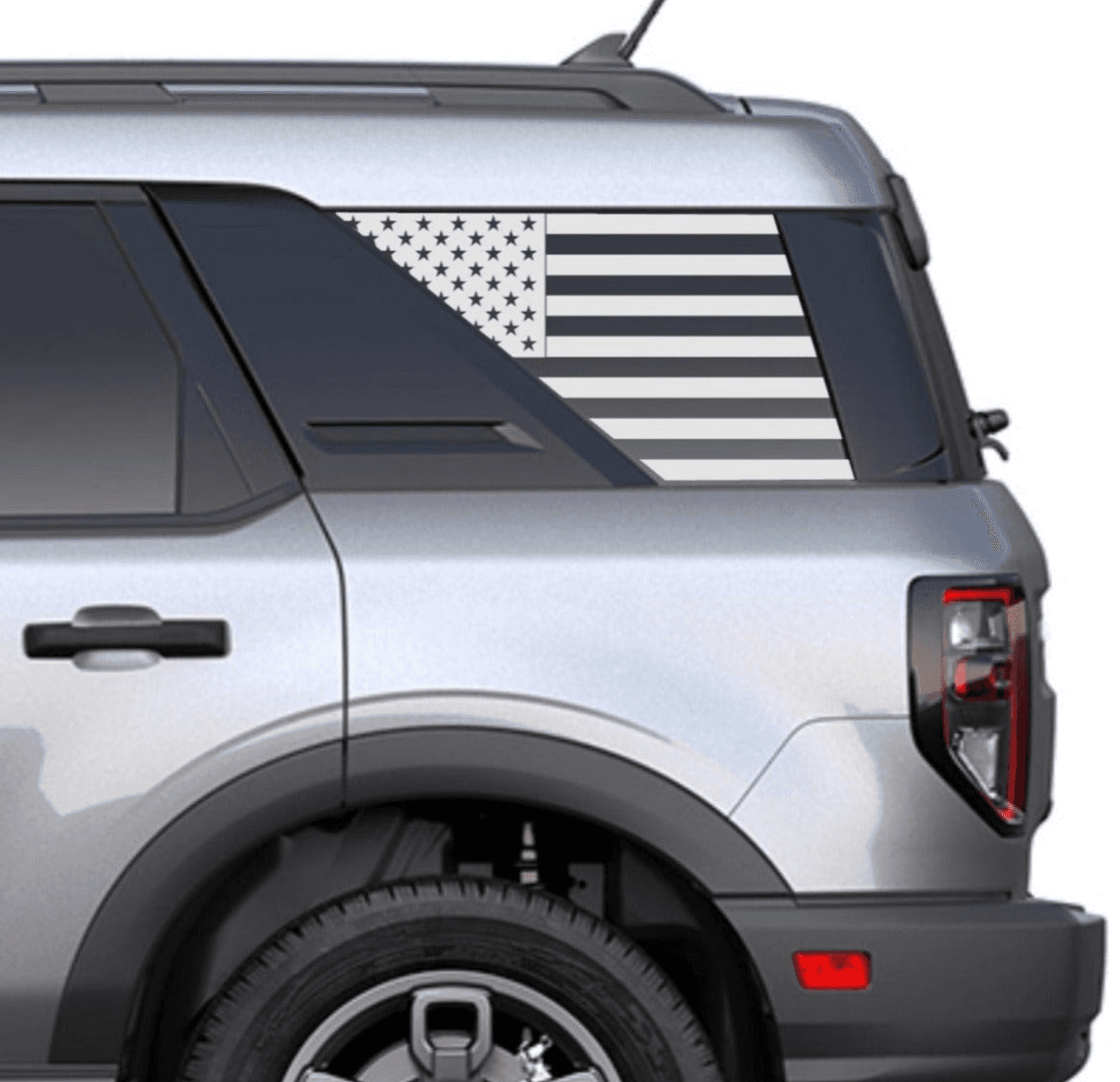 Set of American Flag Decals Stickers for 2021+ Ford Bronco Sport's Side Rear Quarter Windows