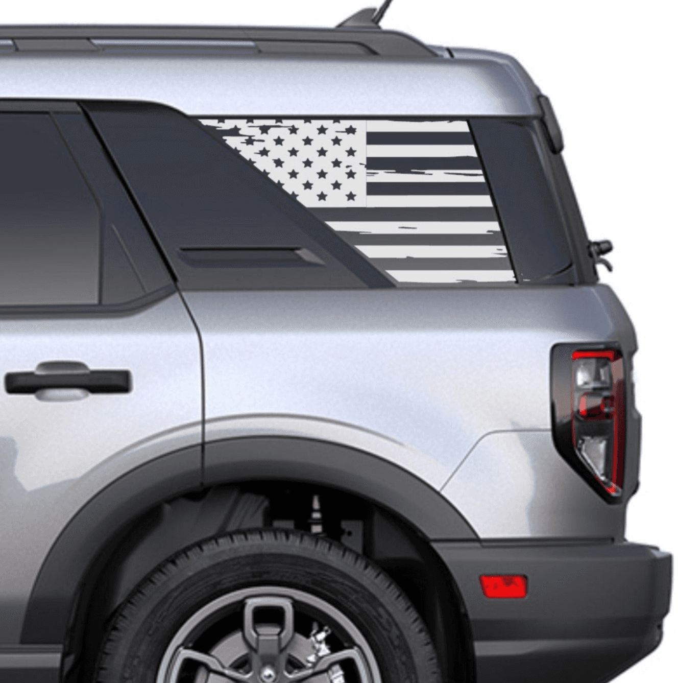 Set of Distressed American Flag Decals Stickers for  2021+ Ford Bronco Sport's Side Rear Quarter Windows