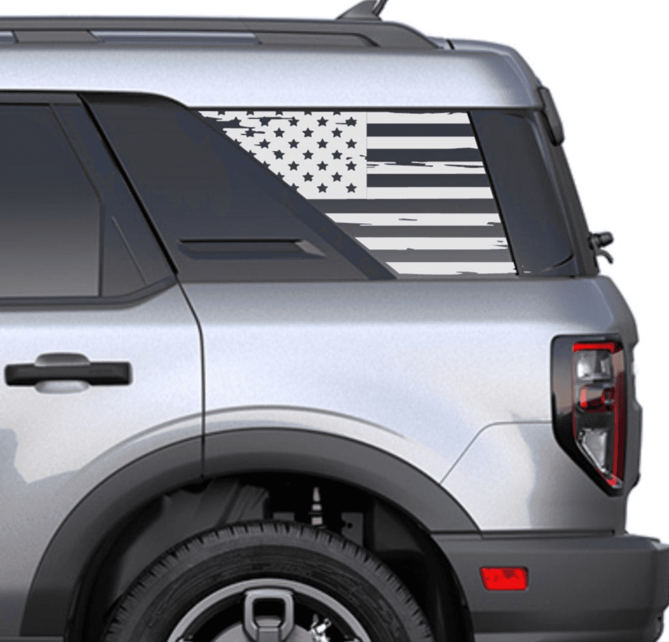 Set of Distressed American Flag Decals Stickers for  2021+ Ford Bronco Sport's Side Rear Quarter Windows