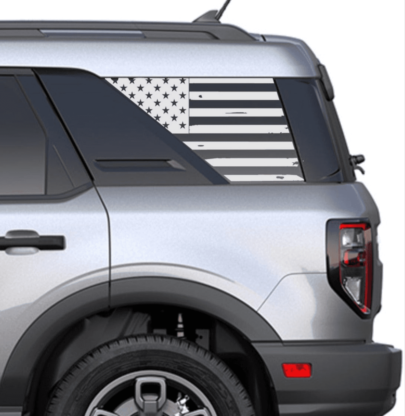 Set of Distressed American Flag Decals Stickers for  2021+ Ford Bronco Sport's Side Rear Quarter Windows