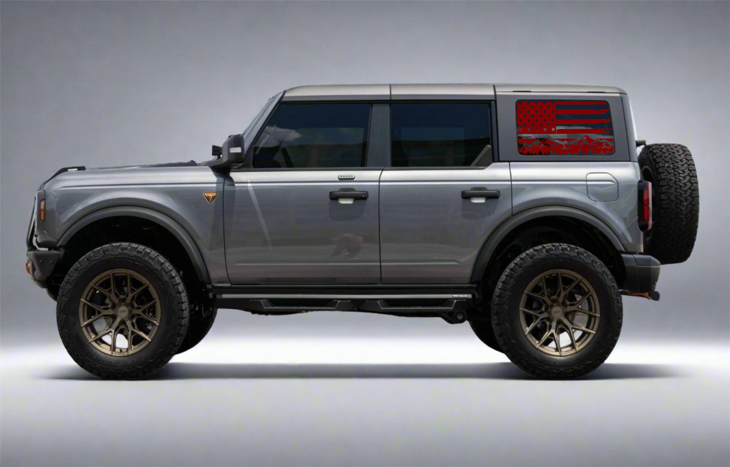 Mountain Silhouette American Flag Decal for Ford Bronco 4-Door