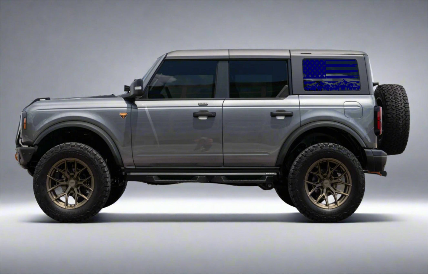 Mountain Silhouette American Flag Decal for Ford Bronco 4-Door