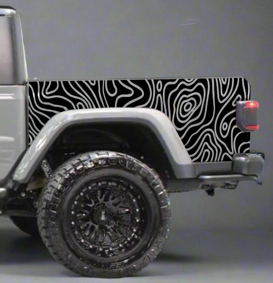 Topographic Topo Map Jeep Gladiator Sides Decals
