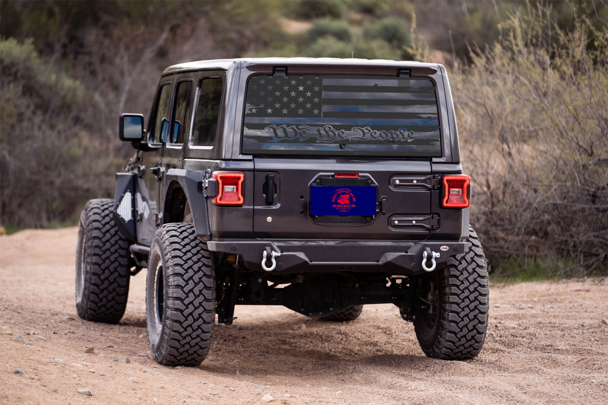 Distressed American Flag "We The People" Decals for Jeep Wrangler JL, JK (4-Door/2-Door) Rear Back Window