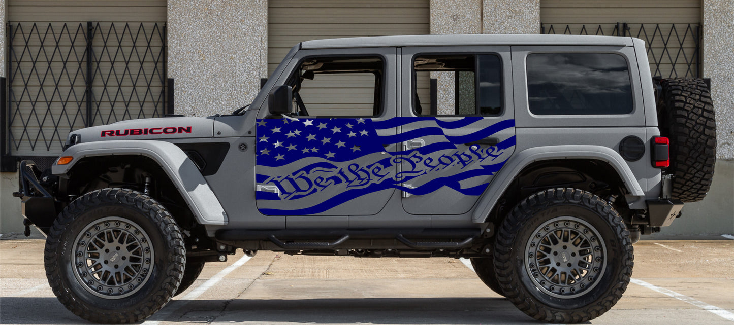 American Flag "We The People" Decals for Jeep Wrangler JL, JK (4-Door) Doors
