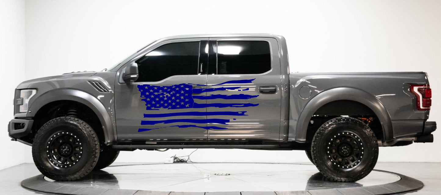 Distressed American Flag Decal Fits Jeeps, Trucks, SUVs, Cars. Sizes Available.
