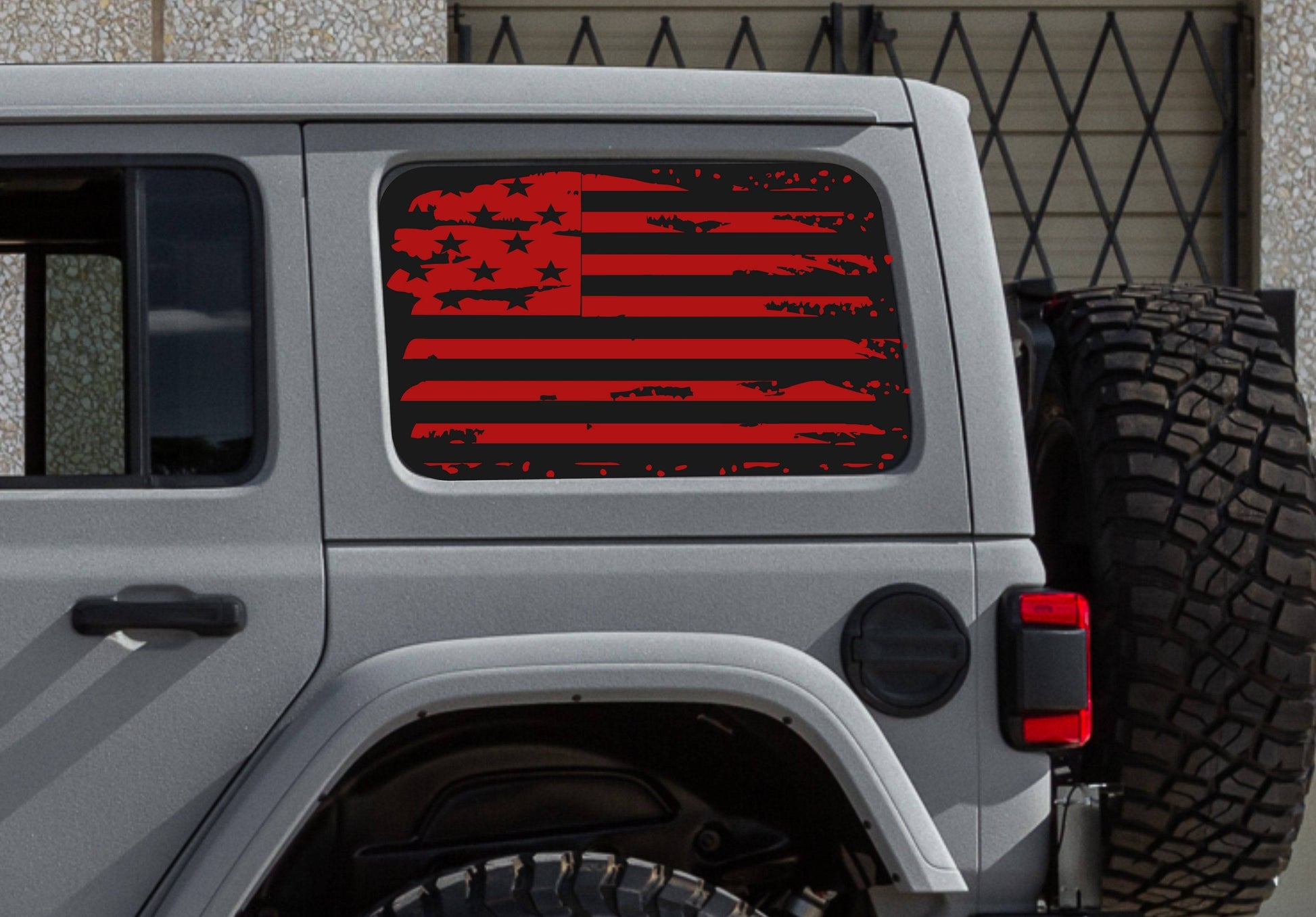 Distressed American Flag Decals for Jeep Wrangler JL, JK (4-Door/2-Door) Rear Side Windows