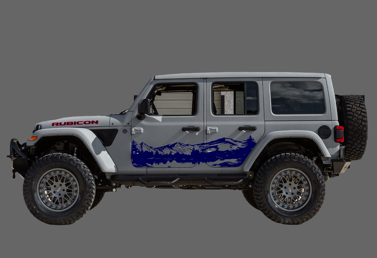 Mountain Lake Decal Fits Jeep Wrangler JK, JL Side Doors (4-door)