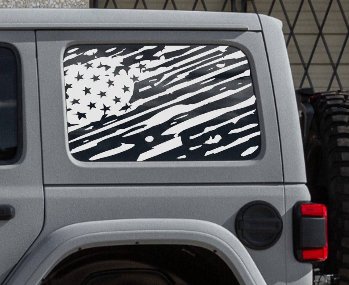 distressed American flag car stickers fits jeep wrangler JK, JL 2-door 4-door