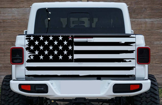 Distressed American Flag Decal Fits Jeep Gladiator's Tailgate