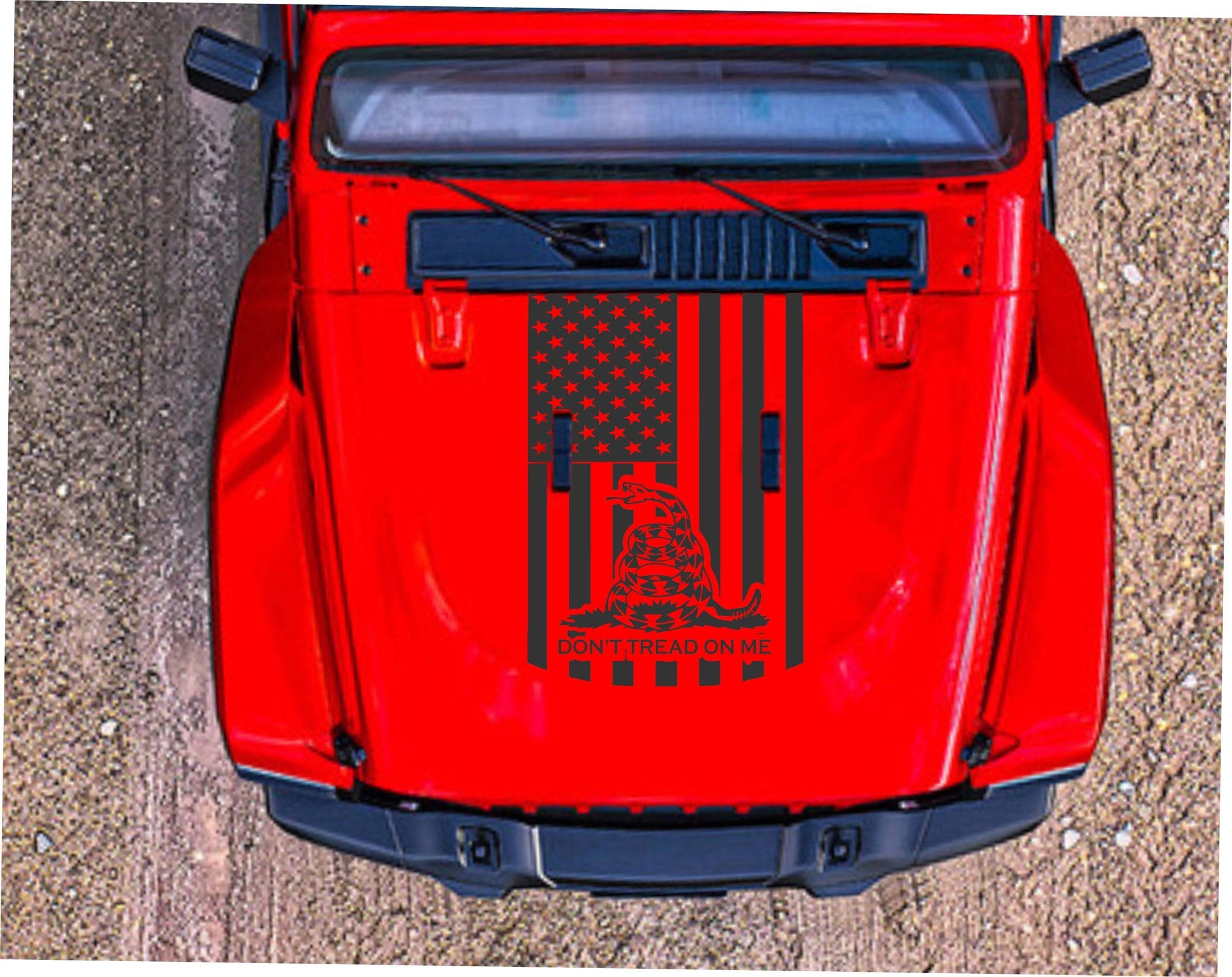 American Flag-Don't Tread On Me Hood Decal for Trucks, Jeeps, Cars. Sizes Available.