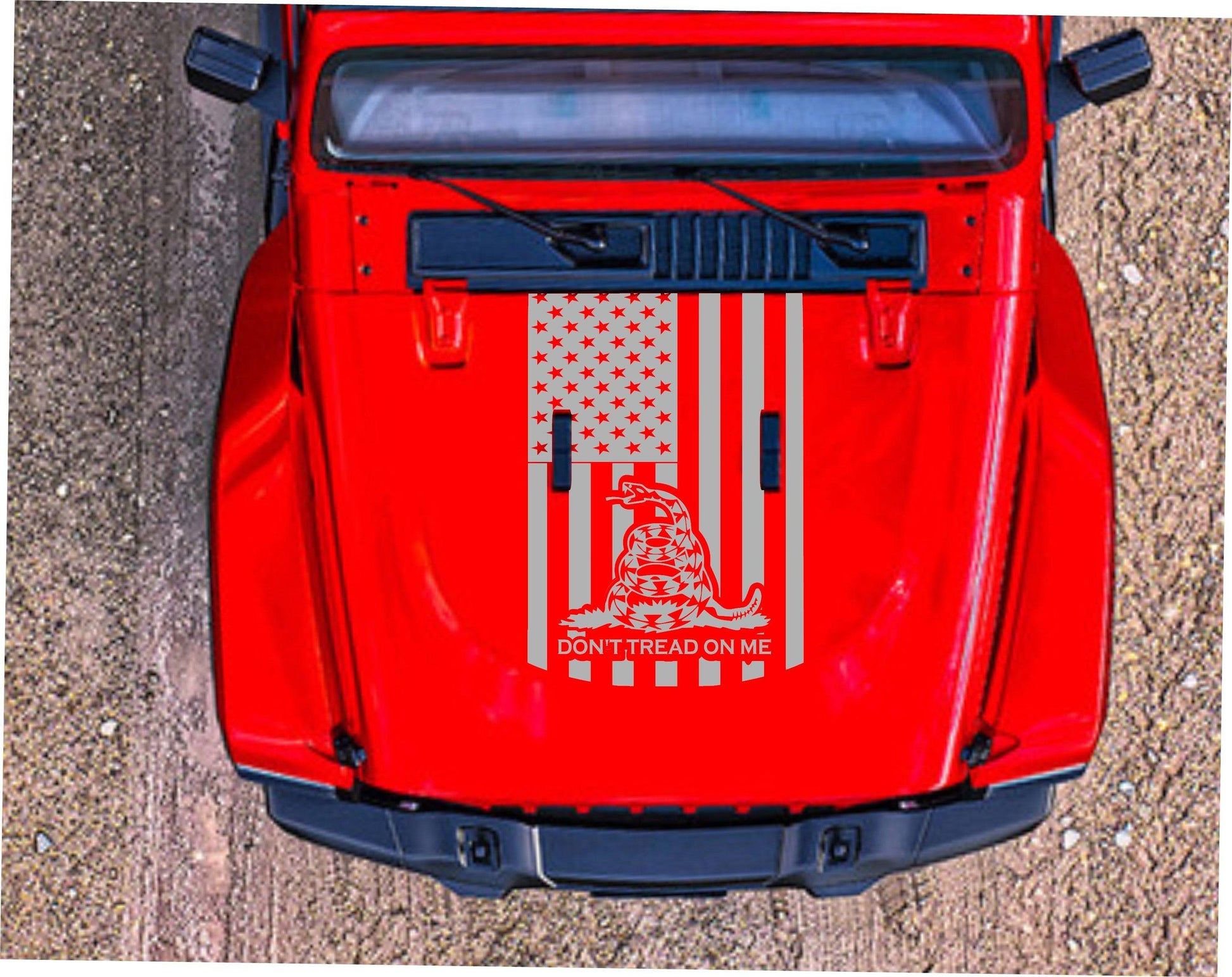 American Flag-Don't Tread On Me Hood Decal for Trucks, Jeeps, Cars. Sizes Available.