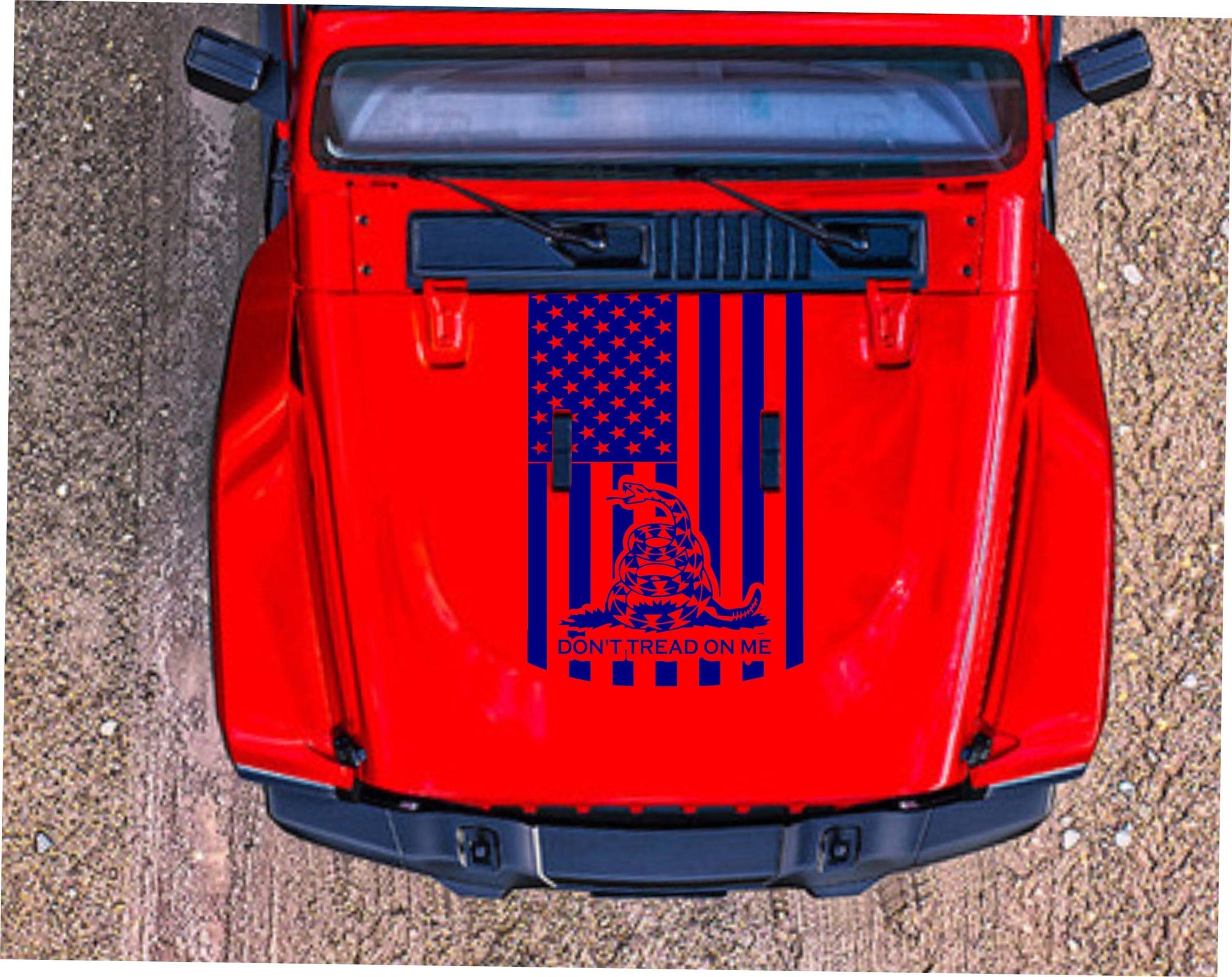 American Flag-Don't Tread On Me Hood Decal for Trucks, Jeeps, Cars. Sizes Available.