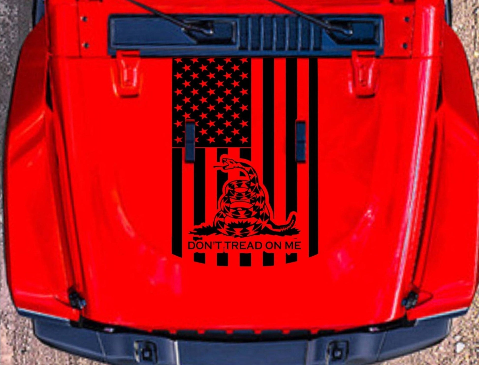American Flag-Don't Tread On Me Hood Decal for Trucks, Jeeps, Cars. Sizes Available.