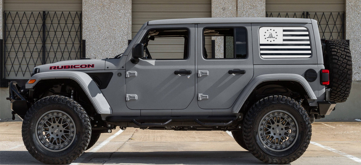 American Flag " Don't Tread On Me" Decals for Jeep Wrangler JL, JK (4-Door/2-Door) Rear Side Windows