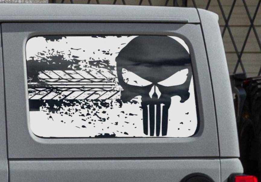Punisher Decals for Jeep Wrangler JL, JK (4-Door/2-Door) Rear Side Windows