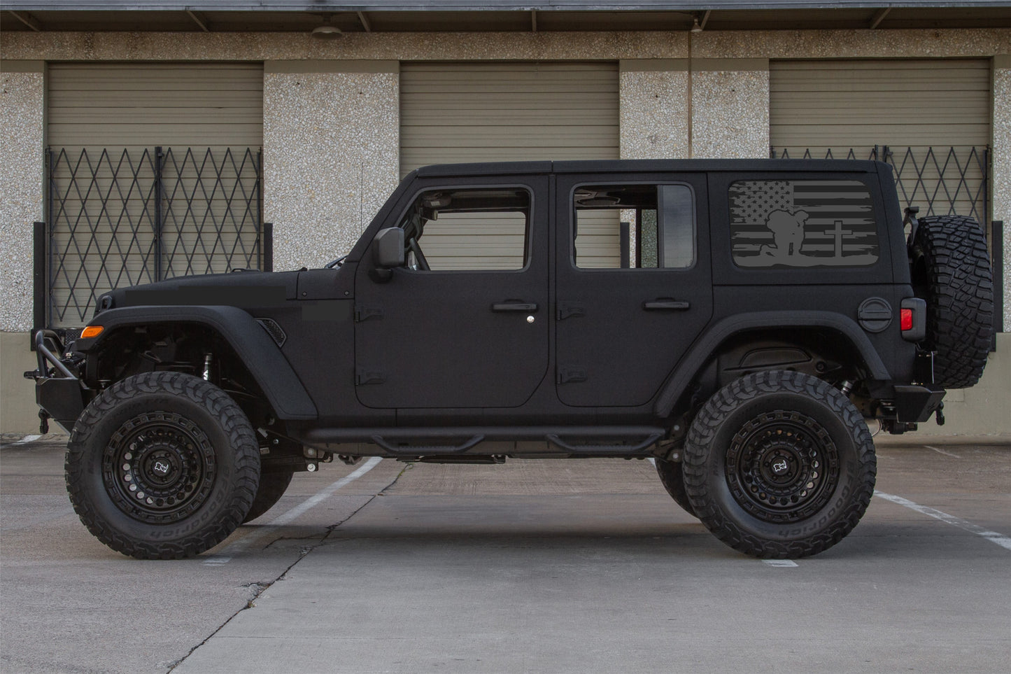 American Flag Kneeling Soldier Decals for Jeep Wrangler JL, JK (4-Door/2-Door) Rear Side Windows