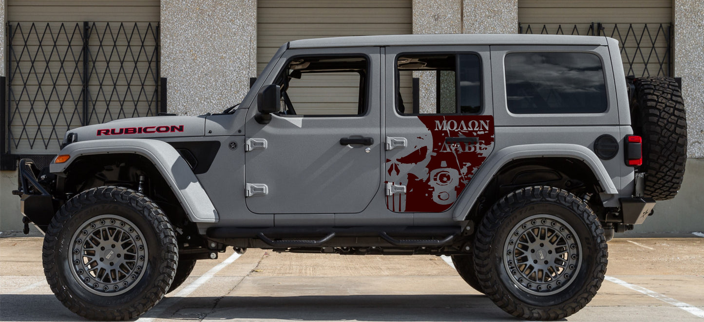 Punisher Molon Labe Decals for Jeep Wrangler JL, JK (4-Door) Doors