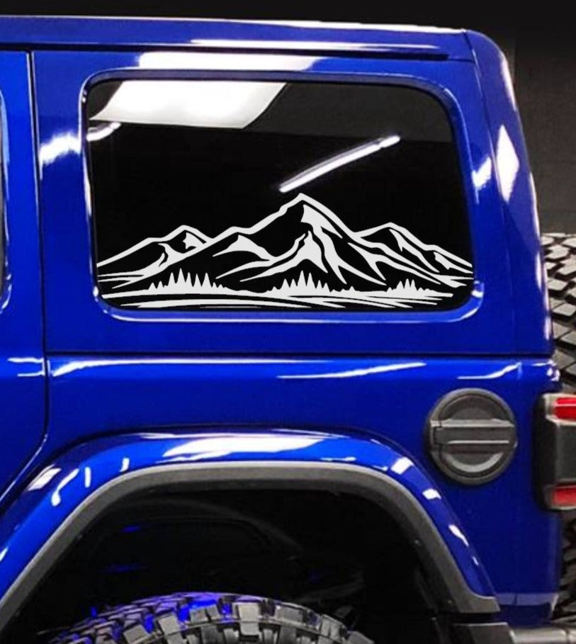 Mountain Decals for Jeep Wrangler JL, JK (4-Door/2-Door) Rear Side Windows