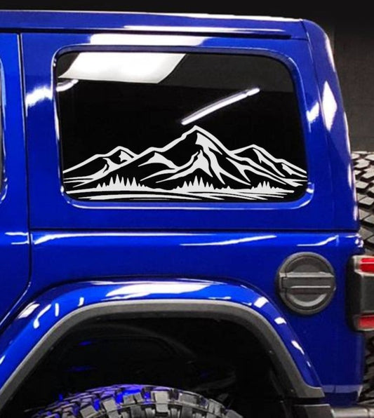 Mountain Decals for Jeep Wrangler JL, JK (4-Door/2-Door) Rear Side Windows