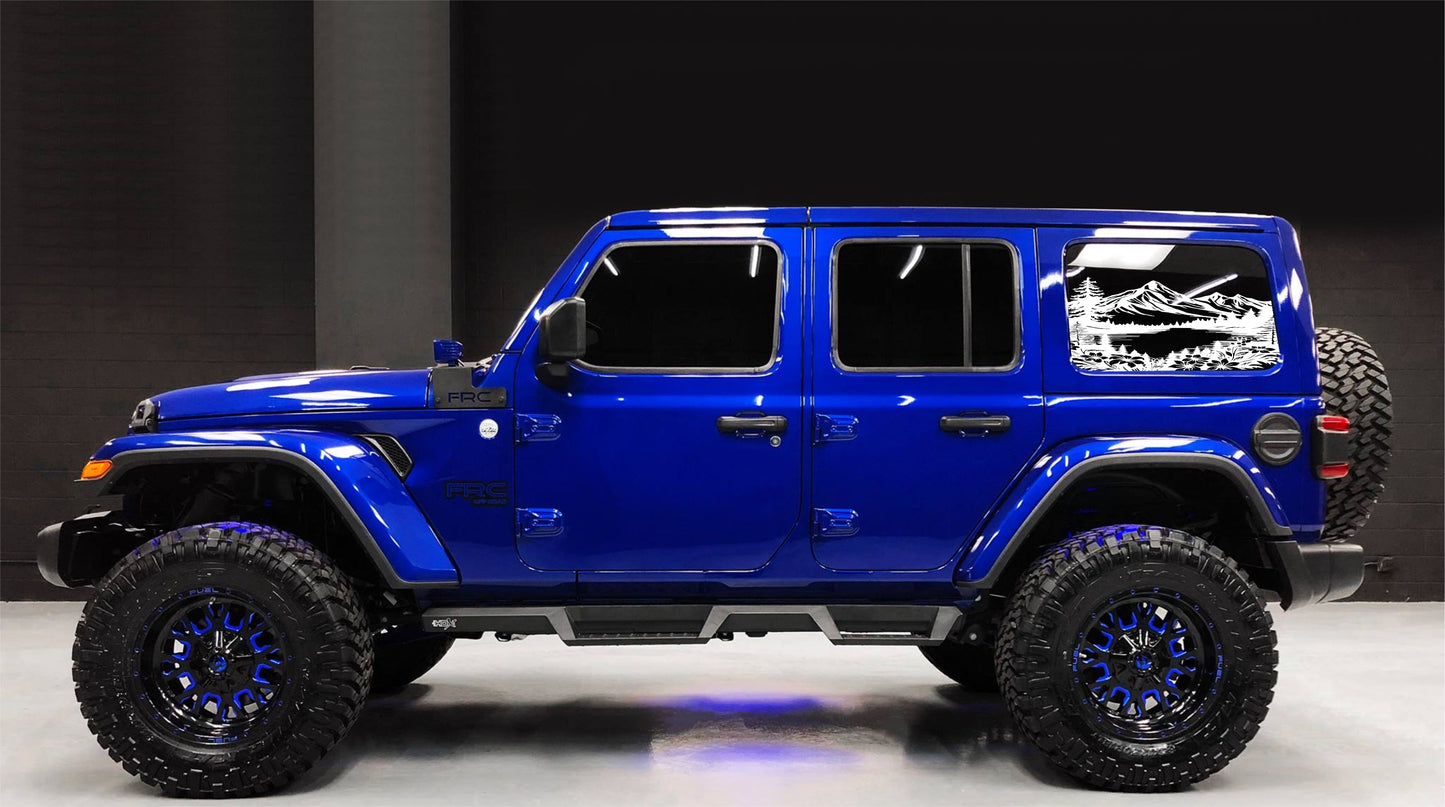 Mountain Lake Decals for Jeep Wrangler JL, JK (4-Door/2-Door) Rear Side Windows