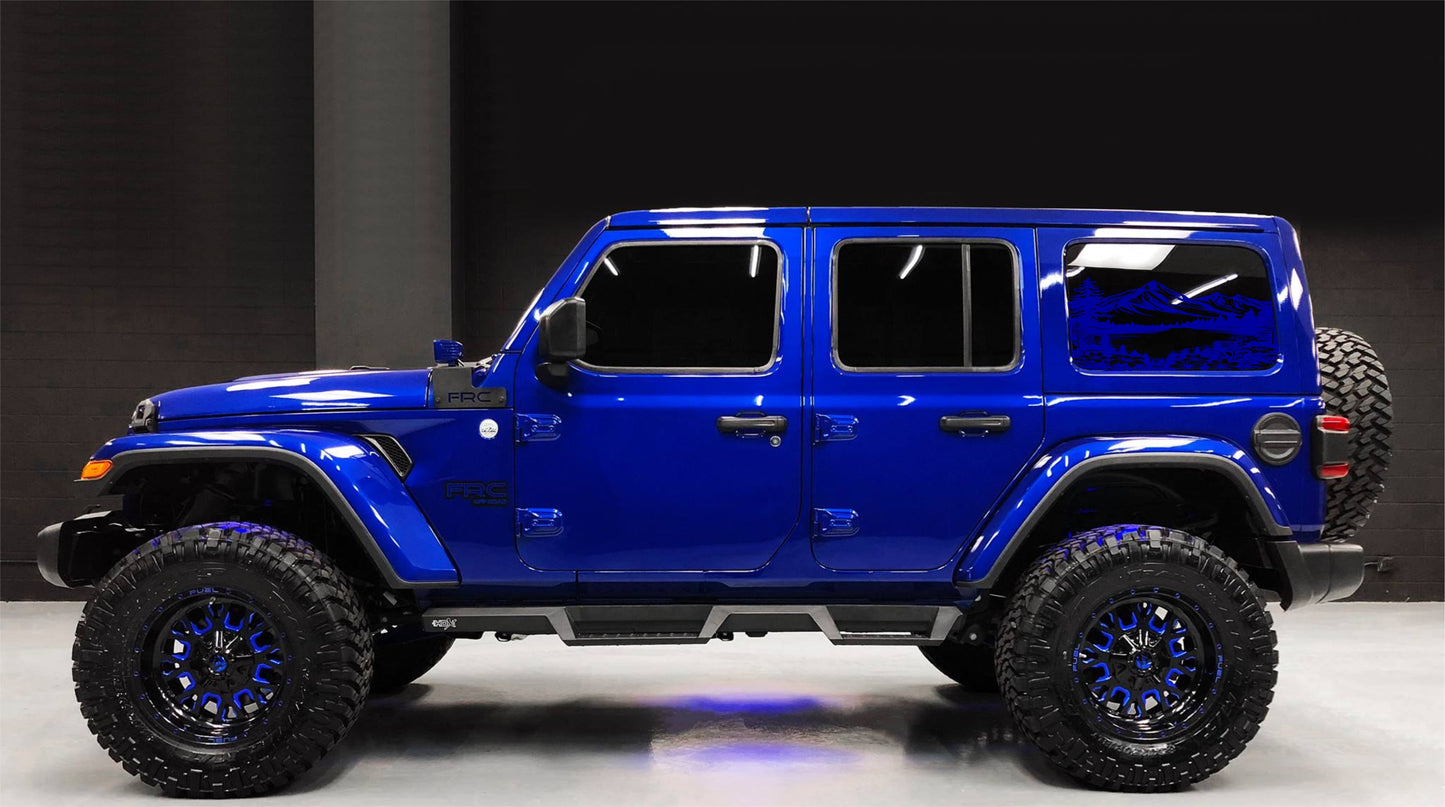 Mountain Lake Decals for Jeep Wrangler JL, JK (4-Door/2-Door) Rear Side Windows