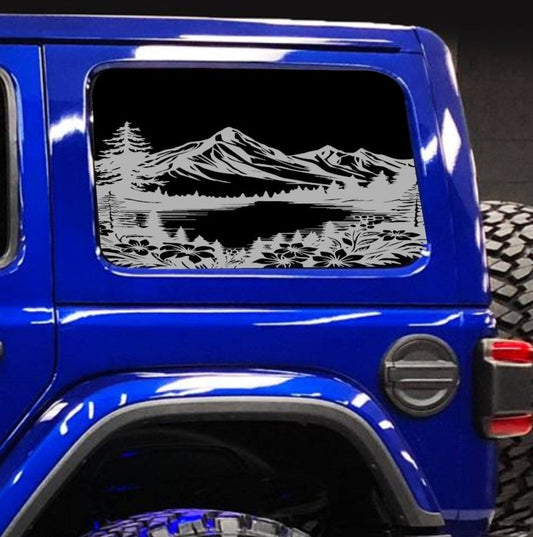 Mountain Lake Decals for Jeep Wrangler JL, JK (4-Door/2-Door) Rear Side Windows