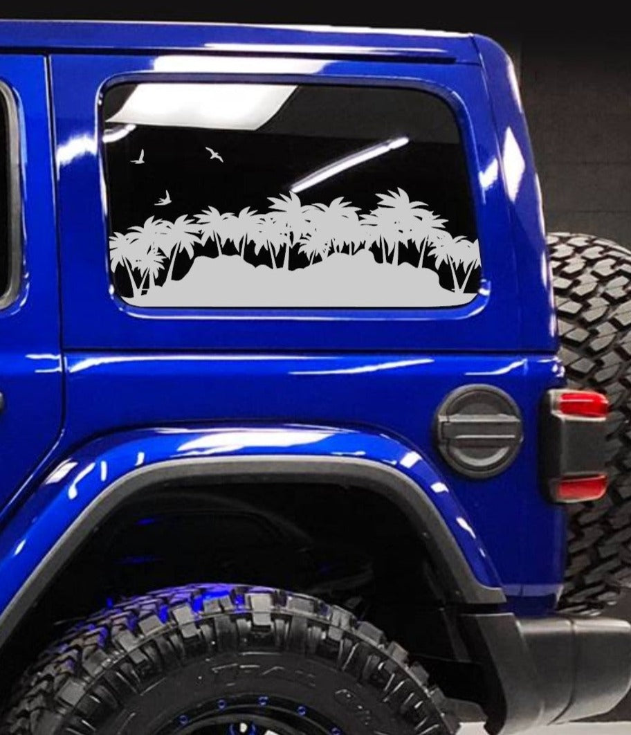 Mountain Palm Trees Decals for Jeep Wrangler JL, JK (4-Door/2-Door) Rear Side Windows