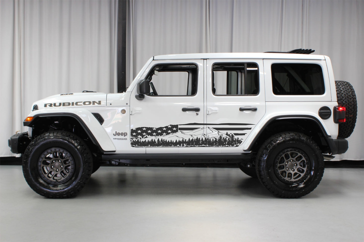 American Flag Mountain Silhouette Decals for Jeep Wrangler JL, JK (4-Door) Doors