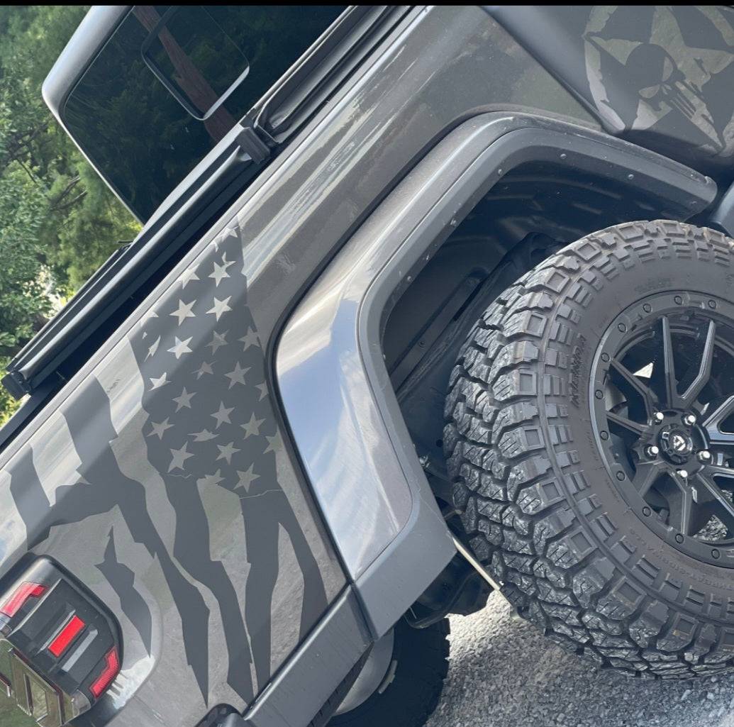 Distressed American Flag Decal for Jeep Gladiator Truck Bed