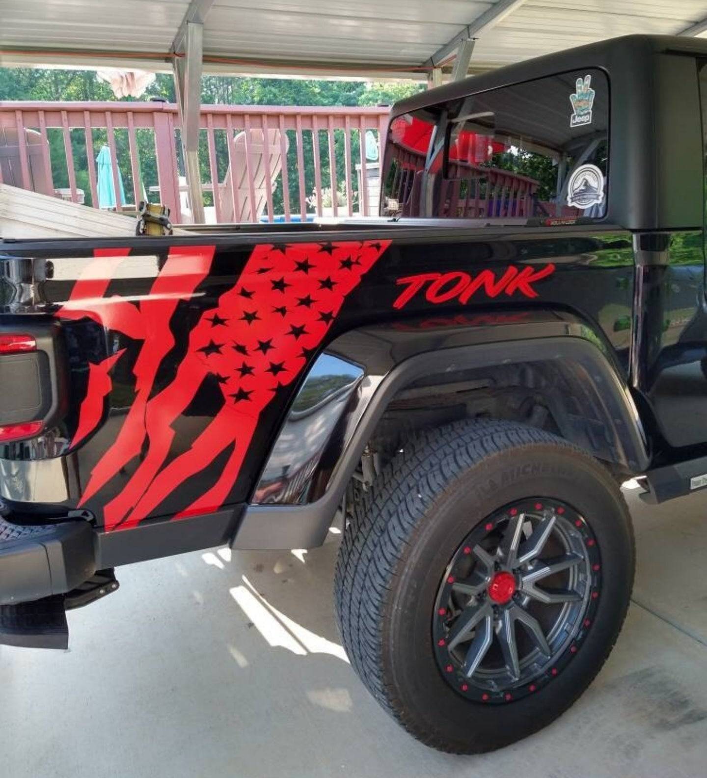 Distressed American Flag Decal for Jeep Gladiator Truck Bed