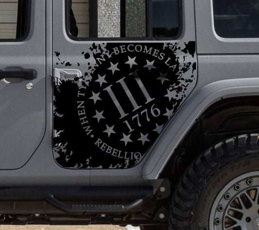 When Tyranny Becomes Law Rebellion Becomes Duty Patriot Party of the United States Lion Party 1776 Decal Stickers Patriotic Decals For Jeep Wrangler JL 4-Door