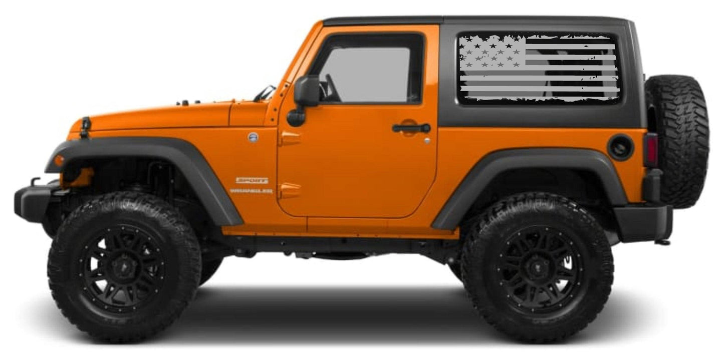 AMERICAN FLAG INSPIRED VINYL DECAL for JEEP WRANGLER 2-DOOR JK 2007-2017