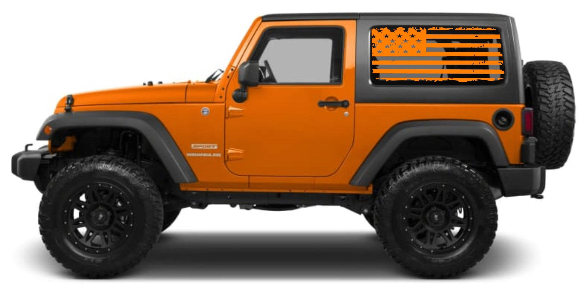 AMERICAN FLAG INSPIRED VINYL DECAL for JEEP WRANGLER 2-DOOR JK 2007-2017