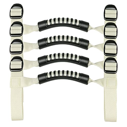 4 x Roll Bar Grab Handles Grip Handle Red Holder Compatible with Jeep Wrangler Accessory 1987-2021 YJ TJ LJ JK JL Sports Sahara Freedom Rubicon X & Unlimited