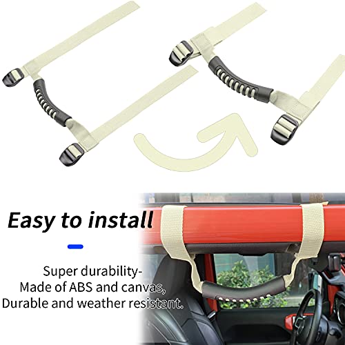 4 x Roll Bar Grab Handles Grip Handle Red Holder Compatible with Jeep Wrangler Accessory 1987-2021 YJ TJ LJ JK JL Sports Sahara Freedom Rubicon X & Unlimited