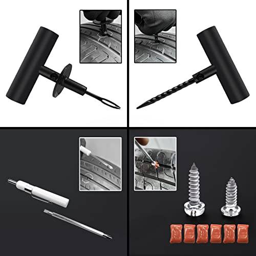 Tire Repair Kit, 37 Pcs Heavy Duty Tire Plug Kit, Universal Tire Repair Tools with Plugs to Fix Punctures and Plug Flats for Cars, Trucks, RV, SUV, ATV