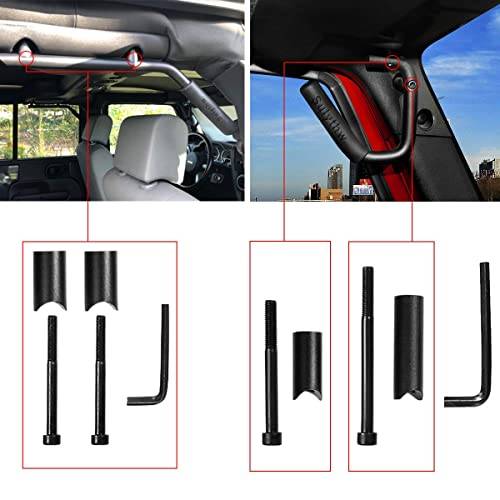 Grab Handles for Jeep Wrangler JK 2007-2018 (2 & 4 Doors) Aluminum Front & Rear Grab Bar - Black