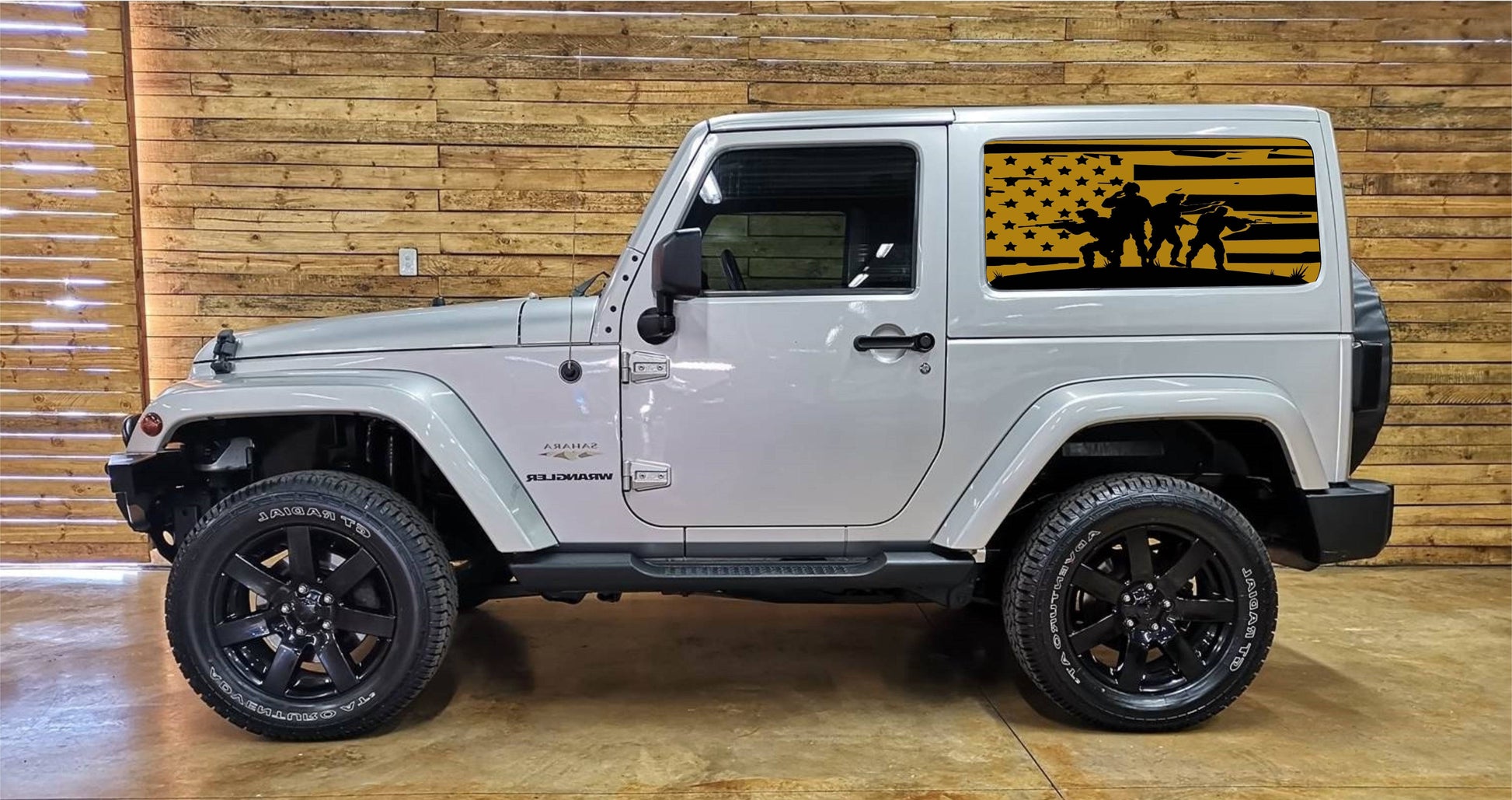 AMERICAN FLAG INSPIRED VINYL DECAL for JEEP WRANGLER 2-DOOR JK 2007-2017