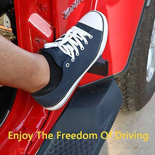 Set of Black Exterior Door Hinge Front Foot Peg Rest Pedal for Jeep Wrangler TJ 1997-2006