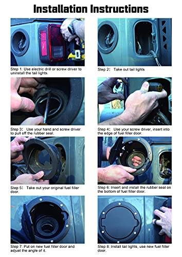 Gas Tank Door Cover Cap for 2007-2017 Jeep Wrangler 4-Doors JKU