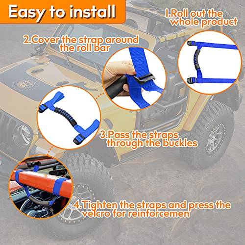 4 x Roll Bar Grab Handles Grip Handle Red Holder Compatible with Jeep Wrangler Accessory 1987-2021 YJ TJ LJ JK JL Sports Sahara Freedom Rubicon X & Unlimited