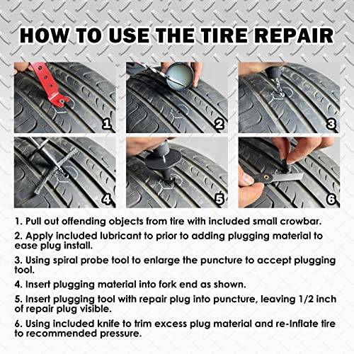 Tire Repair Kit, 37 Pcs Heavy Duty Tire Plug Kit, Universal Tire Repair Tools with Plugs to Fix Punctures and Plug Flats for Cars, Trucks, RV, SUV, ATV